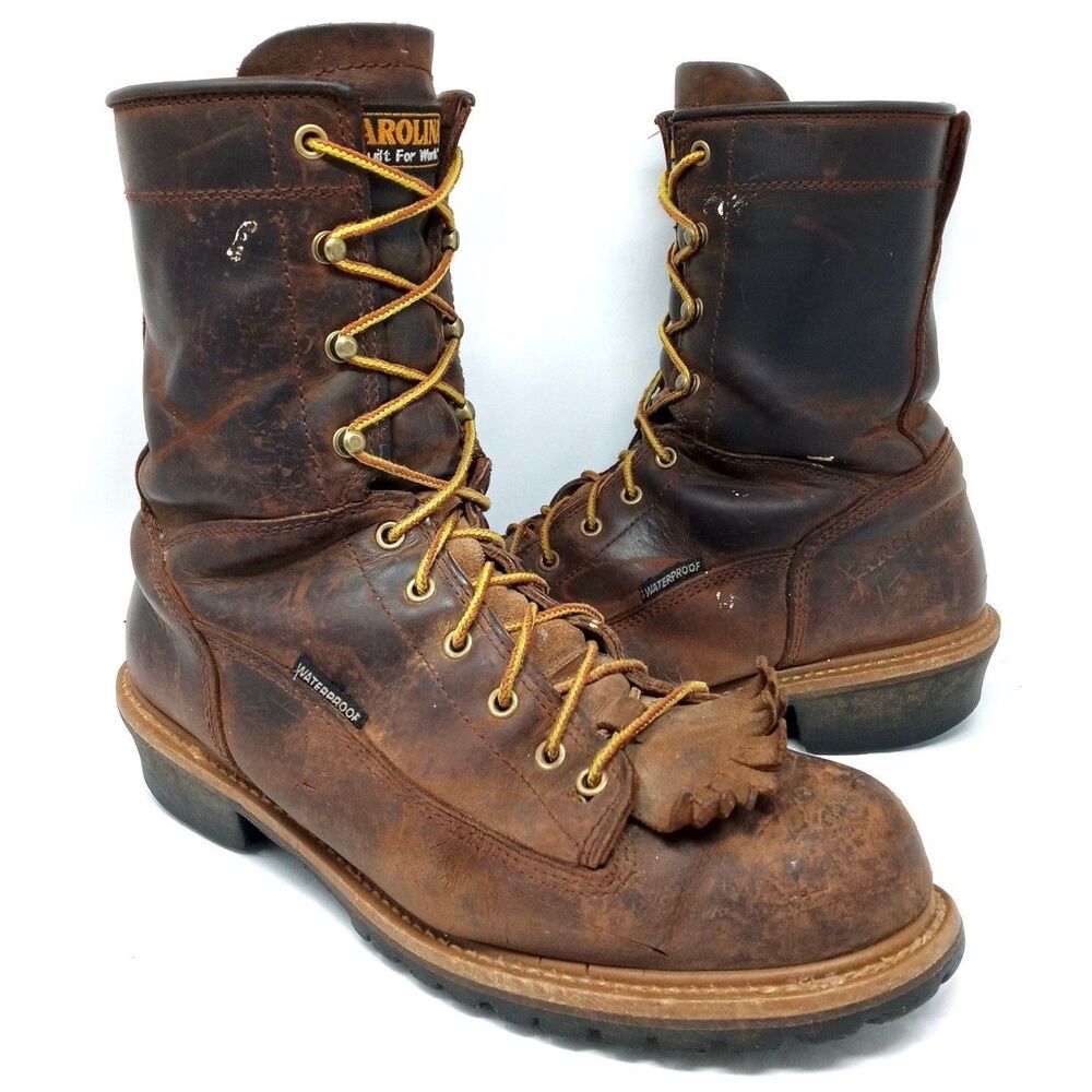 Carolina Brown Leather Work Boots Mens 12D Safety Toe EH Waterproof